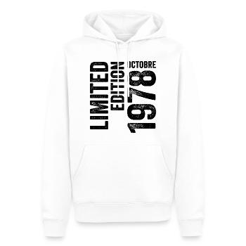 1978 - Sweat à capuche Premium bio Homme - blanc - Devant - Nico (187cm)