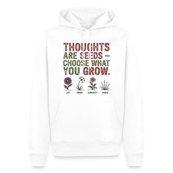 Thoughts Are Seeds Be careful What You Grow - Men’s Premium Organic Hoodie - white - Front - Nico (187cm)