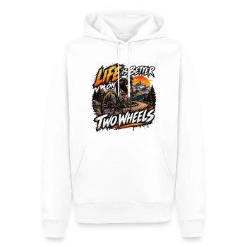 Das Leben auf zwei Rädern ist besser – Radfahren - Männer Premium Bio Hoodie - Weiß - Vorne - Nico (187cm)