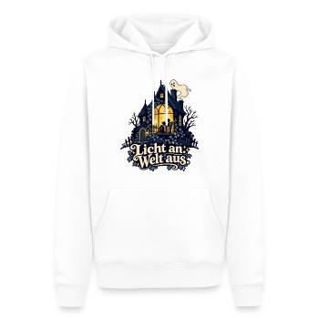 Spukhaus für Nachtleser: Licht an, Welt aus - Männer Premium Bio Hoodie - Weiß - Vorne - Nico (187cm)