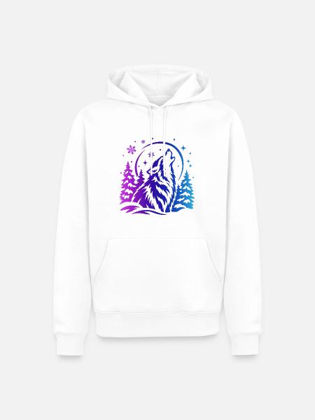 Wolf im Winterwald - Männer Premium Bio Hoodie - Weiß