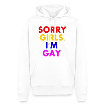 sorry girls im gay - Männer Premium Bio Hoodie - Weiß - Vorne - Nico (187cm)