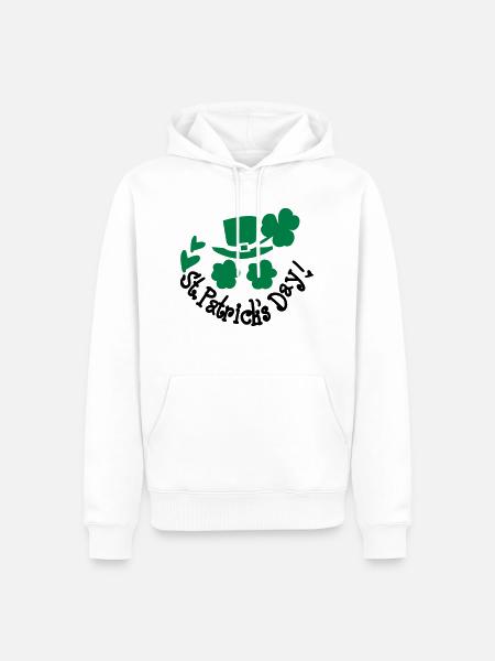 St.Patrick's day green hat shamrock - Men’s Premium Organic Hoodie - white