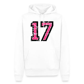 17 Vektor Used Look - Farbwechsel - Männer Premium Bio Hoodie - Weiß - Vorne - Nico (187cm)