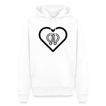 Coeur lesbienne gay mariage fierté LGBT amour bi symbole - Sweat à capuche Premium bio Homme - blanc - Devant - Nico (187cm)