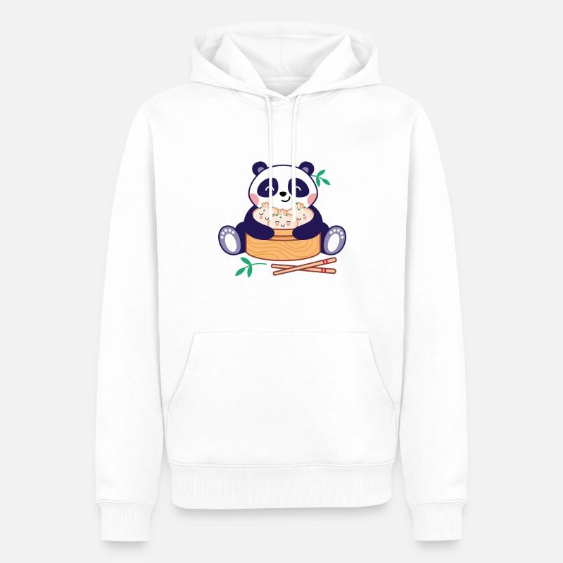Panda mit Dim Sum - Männer Premium Bio Hoodie - Weiß