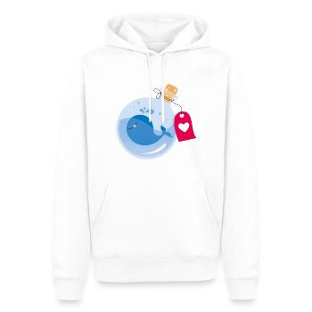 Flaschenpost mit kleinem Wal - Männer Premium Bio Hoodie - Weiß - Vorne - Nico (187cm)