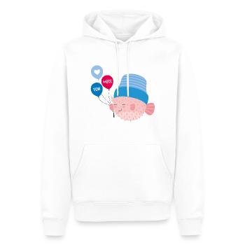 Puffer fish with balloons - Men’s Premium Organic Hoodie - white - Front - Nico (187cm)