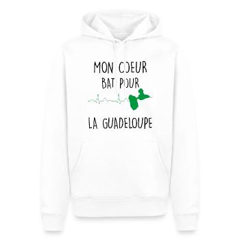 Hearbeat Carte De La Guadeloupe - Sweat à capuche Premium bio Homme - blanc - Devant - Nico (187cm)