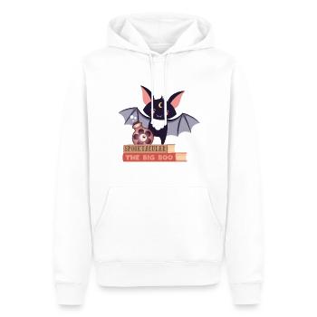 Chauve-souris sur pile de livres - Sweat à capuche Premium bio Homme - blanc - Devant - Nico (187cm)