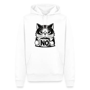 Chat agacé sans tasse - Morning Grouch - Sweat à capuche Premium bio Homme - blanc - Devant - Nico (187cm)