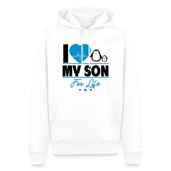 Ich liebe meinen Sohn – Für Eltern mit Humor - Männer Premium Bio Hoodie - Weiß - Vorne - Nico (187cm)