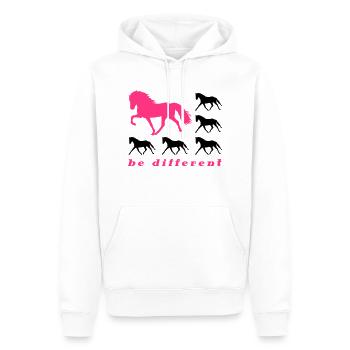 be different - Männer Premium Bio Hoodie - Weiß - Vorne - Nico (187cm)