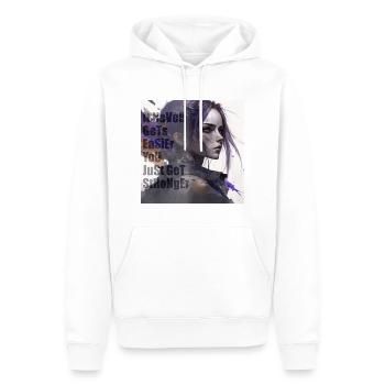 It never gets easier you just get stronger - Männer Premium Bio Hoodie - Weiß - Vorne - Nico (187cm)