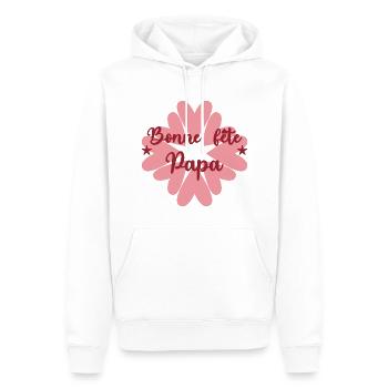 BONNE FÊTE PAPA. PAPA. FÊTE DES PÈRES. BONNE FÊTE - Sweat à capuche Premium bio Homme - blanc - Devant - Nico (187cm)