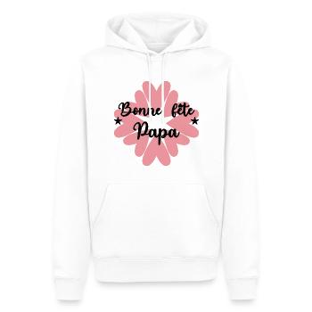 PAPA. FÊTE DES PÈRES. BONNE FÊTE PAPA. BONNE FÊTE - Sweat à capuche Premium bio Homme - blanc - Devant - Nico (187cm)