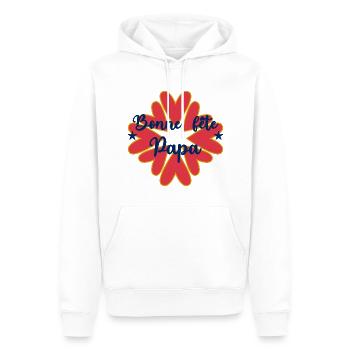 BONNE FÊTE PAPA. PAPA. FÊTE DES PÈRES. BONNE FÊTE - Sweat à capuche Premium bio Homme - blanc - Devant - Nico (187cm)