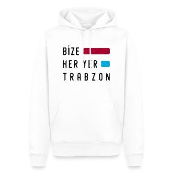 Bize son y compris Trabzon - Sweat à capuche Premium bio Homme - blanc - Devant - Nico (187cm)