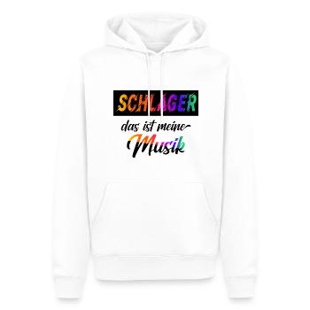 Schlager das ist meine Musik - Männer Premium Bio Hoodie - Weiß - Vorne - Nico (187cm)