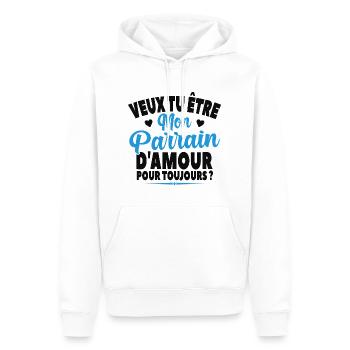 Veux Tu Être Mon Parrain D'amour Annonce Grossesse - Sweat à capuche Premium bio Homme - blanc - Devant - Nico (187cm)