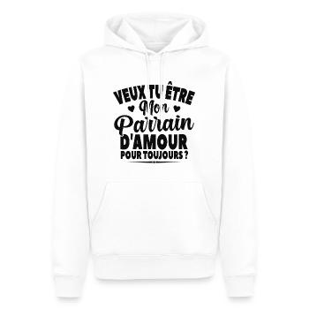 Veux Tu Être Mon Parrain D'amour Annonce Grossesse - Sweat à capuche Premium bio Homme - blanc - Devant - Nico (187cm)