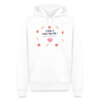 Cadeau Maitresse d'école I Confinement I Cadeau fi - Sweat à capuche Premium bio Homme - blanc - Devant - Nico (187cm)