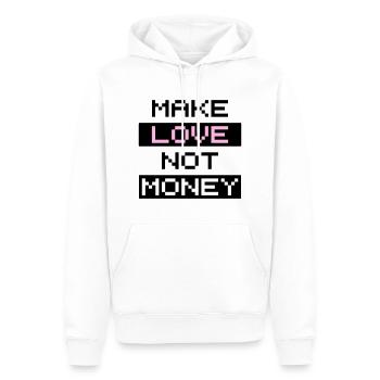 Faites l’amour, pas l’argent - Sweat à capuche Premium bio Homme - blanc - Devant - Nico (187cm)