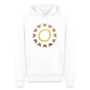 Papillons E 56 O - Sweat à capuche Premium bio Homme - blanc - Devant - Nico (187cm)