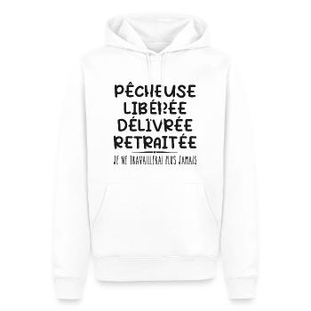 Fischerin feiert Ruhestand mit Humor Geschenk - Männer Premium Bio Hoodie - Weiß - Vorne - Nico (187cm)