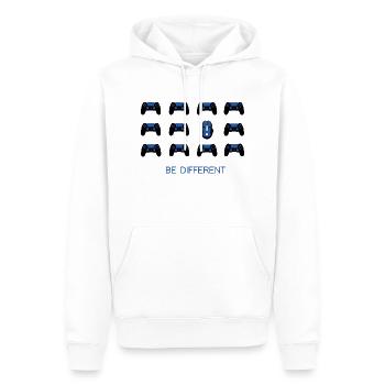 BLEU NOIR - SOYEZ DIFFÉRENT - Sweat à capuche Premium bio Homme - blanc - Devant - Nico (187cm)