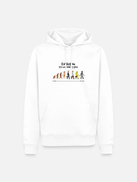 Evolutie Het ziet er niet goed uit - Mannen Premium Bio hoodie - wit