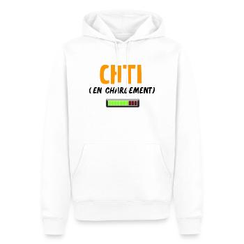 T shirt Chti en chargement, ch'ti, chtimi - Sweat à capuche Premium bio Homme - blanc - Devant - Nico (187cm)