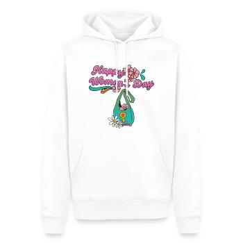 Journée de la femme 8 mars Cadeaux heureux Jour de la femme - Sweat à capuche Premium bio Homme - blanc - Devant - Nico (187cm)