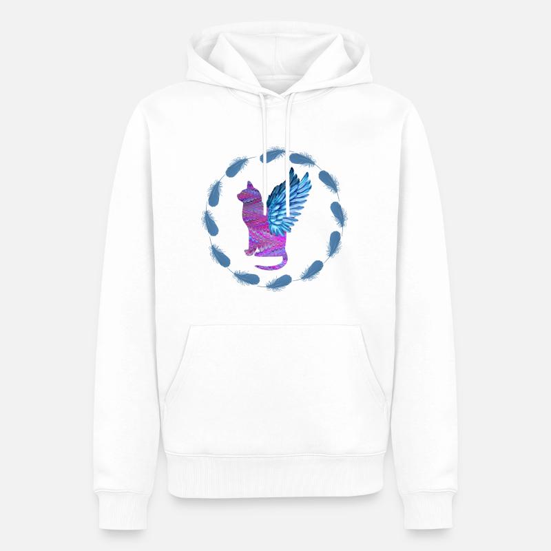 Ange chat E 62 - Sweat à capuche Premium bio Homme - blanc