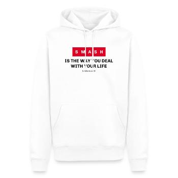👊 Smash – Kompakt - Männer Premium Bio Hoodie - Weiß - Vorne - Nico (187cm)