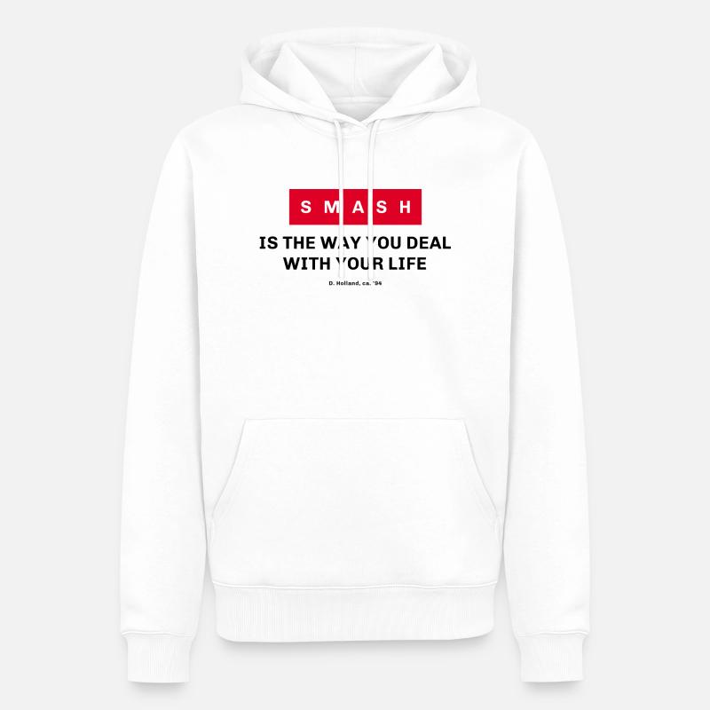 👊 Smash - Compact - Sweat à capuche Premium bio Homme - blanc