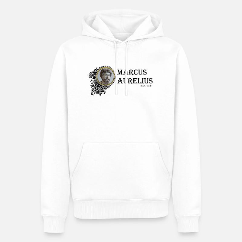 Marcus Aurelius Framed (texte noir) - Sweat à capuche Premium bio Homme - blanc