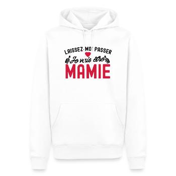 je vais être mamie - Sweat à capuche Premium bio Homme - blanc - Devant - Nico (187cm)