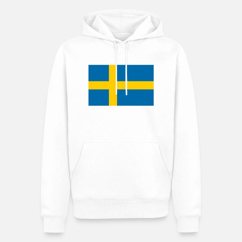 Drapeau de la Suède 🇸🇪 - Sweat à capuche Premium bio Homme - blanc