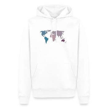 Voyage sur la carte du monde - Sweat à capuche Premium bio Homme - blanc - Devant - Nico (187cm)