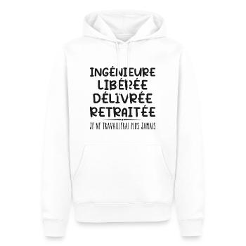 Ingénieure célèbre sa retraite avec humour cadeau - Sweat à capuche Premium bio Homme - blanc - Devant - Nico (187cm)