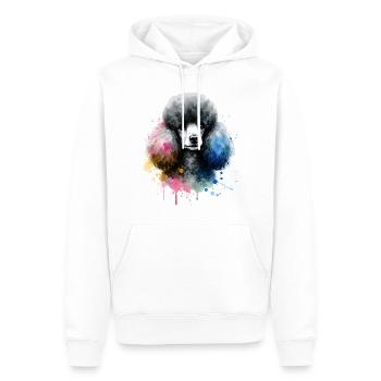 Caniche tête de chien aquarelle - Sweat à capuche Premium bio Homme - blanc - Devant - Nico (187cm)