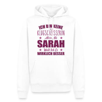 Name Sarah Vorname Klugscheisserin Namenstag - Männer Premium Bio Hoodie - Weiß - Vorne - Nico (187cm)