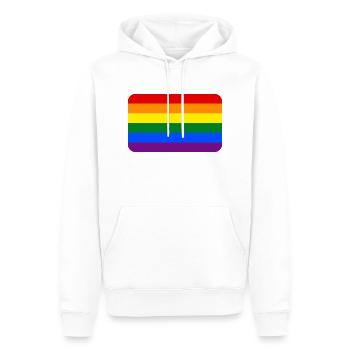 RAINBOW FLAG round corner 400 dpi - Männer Premium Bio Hoodie - Weiß - Vorne - Nico (187cm)