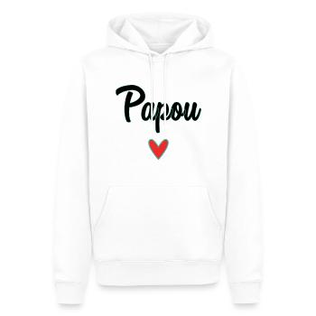 PAPOU. PAPA. FÊTE DES PÈRES. BONNE FÊTE PAPA - Sweat à capuche Premium bio Homme - blanc - Devant - Nico (187cm)