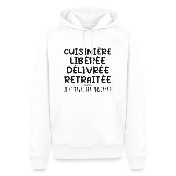 Cuisinière célèbre sa retraite avec humour cadeau - Sweat à capuche Premium bio Homme - blanc - Devant - Nico (187cm)