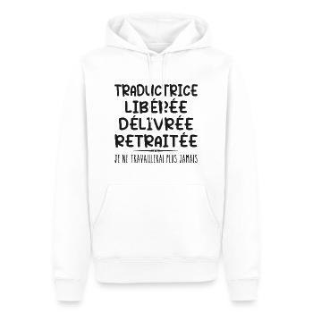 Traductrice célèbre sa retraite avec humour cadeau - Sweat à capuche Premium bio Homme - blanc - Devant - Nico (187cm)