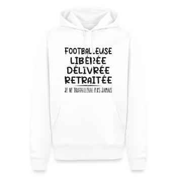 Footballeuse célèbre sa retraite avec humour cadea - Sweat à capuche Premium bio Homme - blanc - Devant - Nico (187cm)