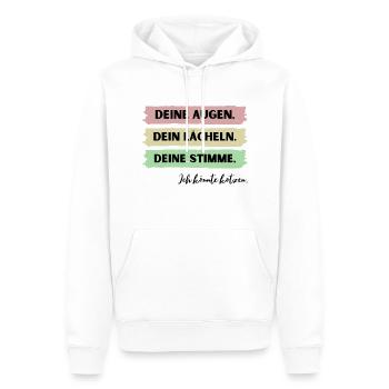 Deine Augen, dein lächeln, deine Stimme, ich kotze - Männer Premium Bio Hoodie - Weiß - Vorne - Nico (187cm)