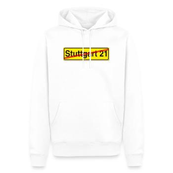 Stuttgart 21 Protest Strassenschild - Männer Premium Bio Hoodie - Weiß - Vorne - Nico (187cm)